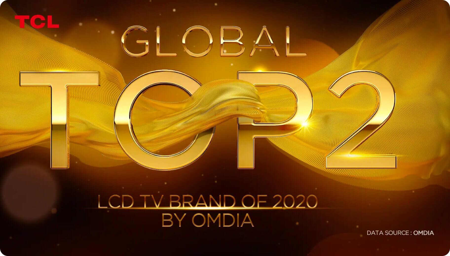 2021 TCL gana el Top 2 mundial de las marcas de televisores LCD