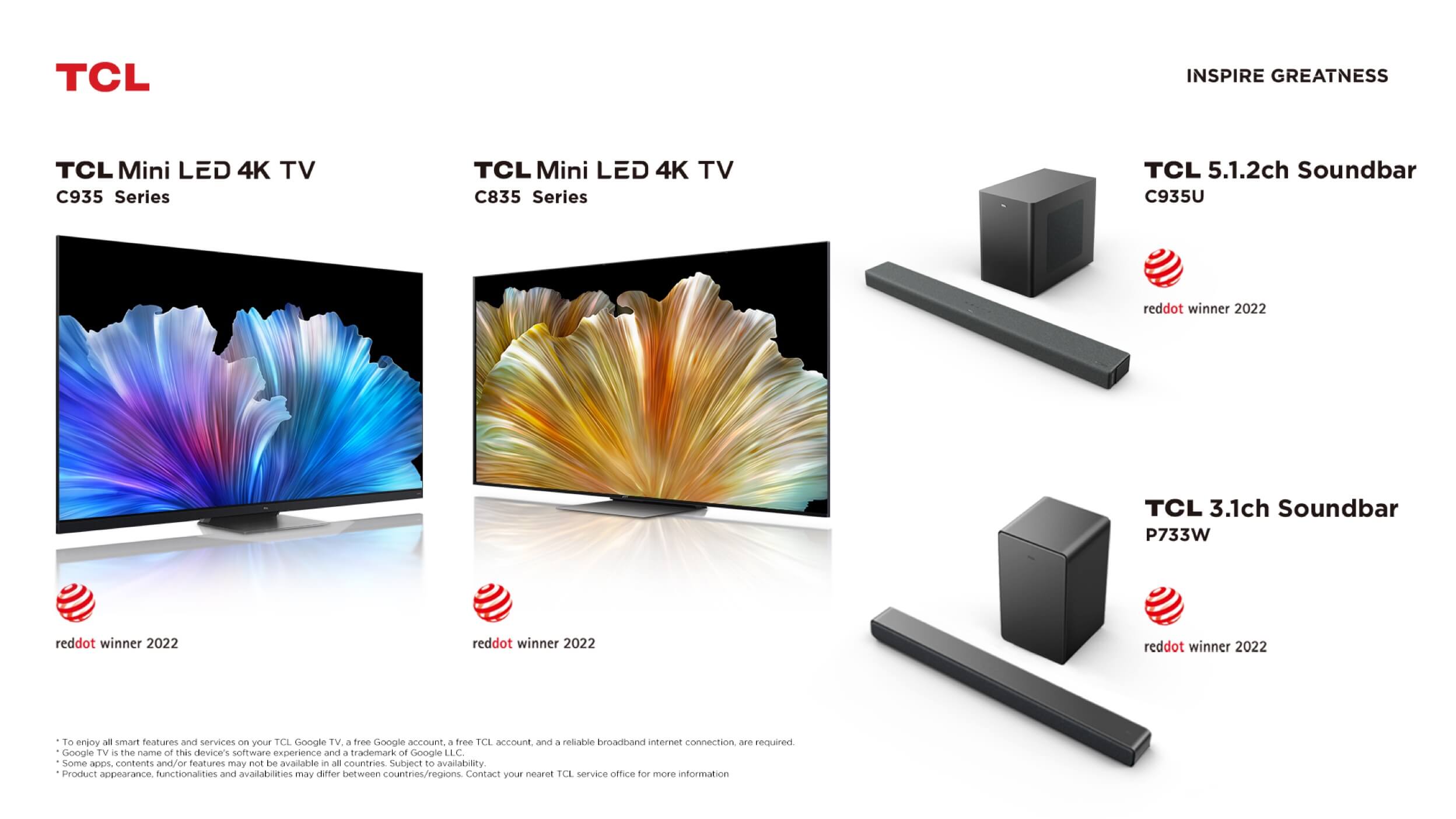 جوائز RED DOT 2022:  عن تلفزيونات TCL Mini LED ومكبرات الصوت ذات التصميم المتقن.