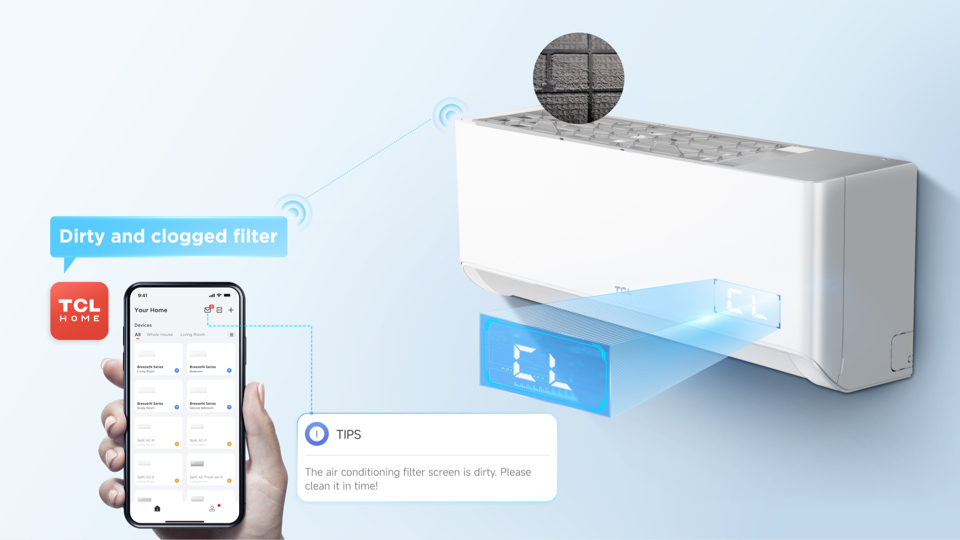 Smart filter blockage reminder of BreezeIN AC