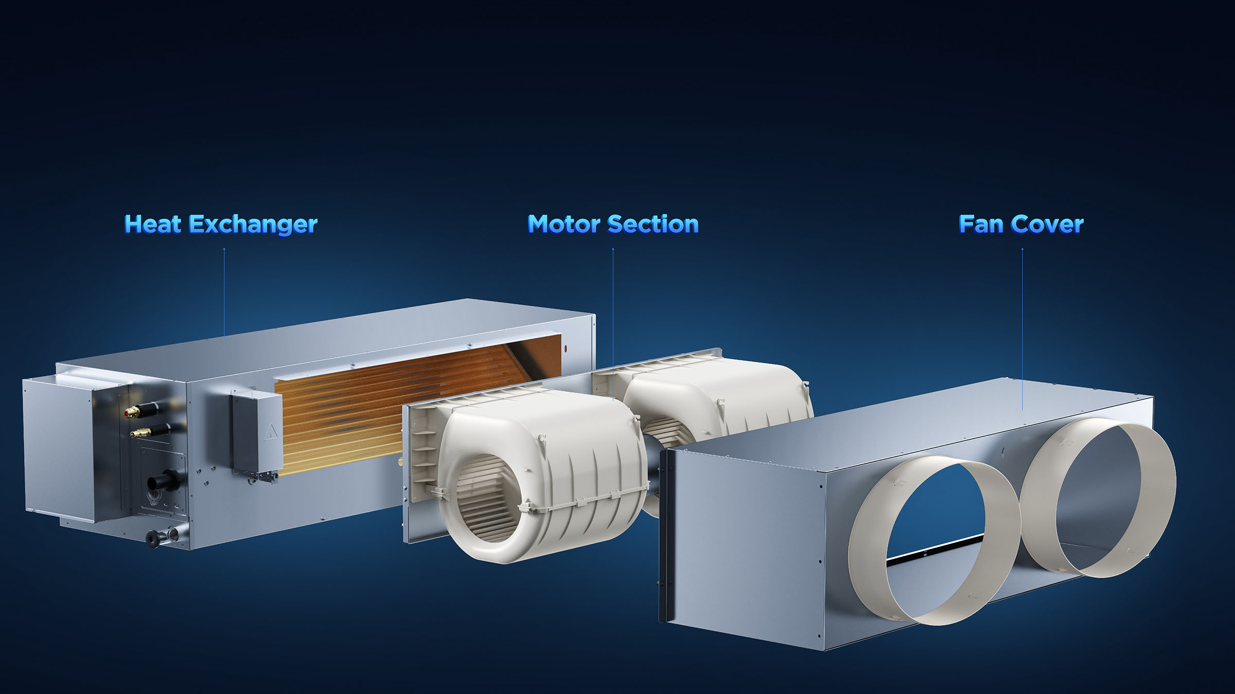 乐竟体育 High ESP Duct Supports both ceiling concealed and floor concealed installation