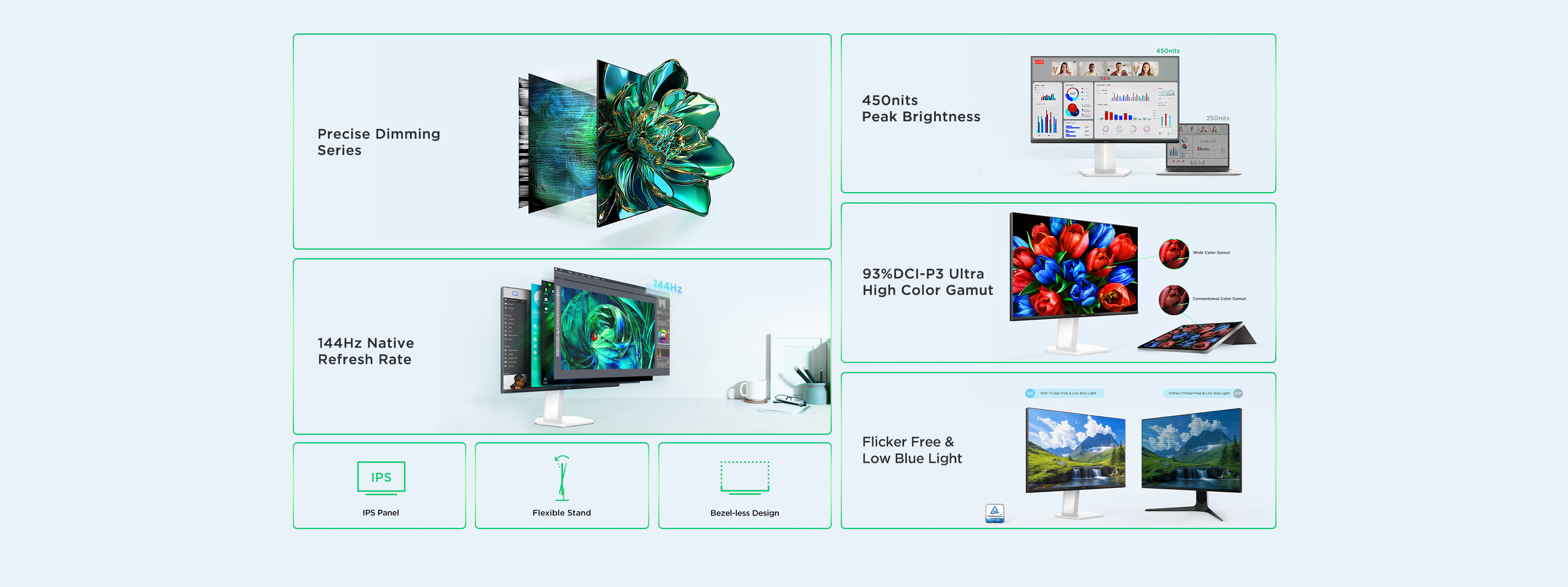 TCL 27R73Q HDR Professional Monitor Features מסך מחשב גיימינג 25G54 Mini LED Monitor מבית TCL