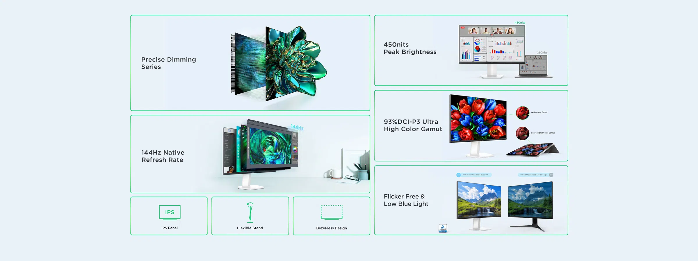 TCL 27R73Q HDR Professional Monitor Features מסך מחשב גיימינג 25G54 Mini LED Monitor מבית TCL