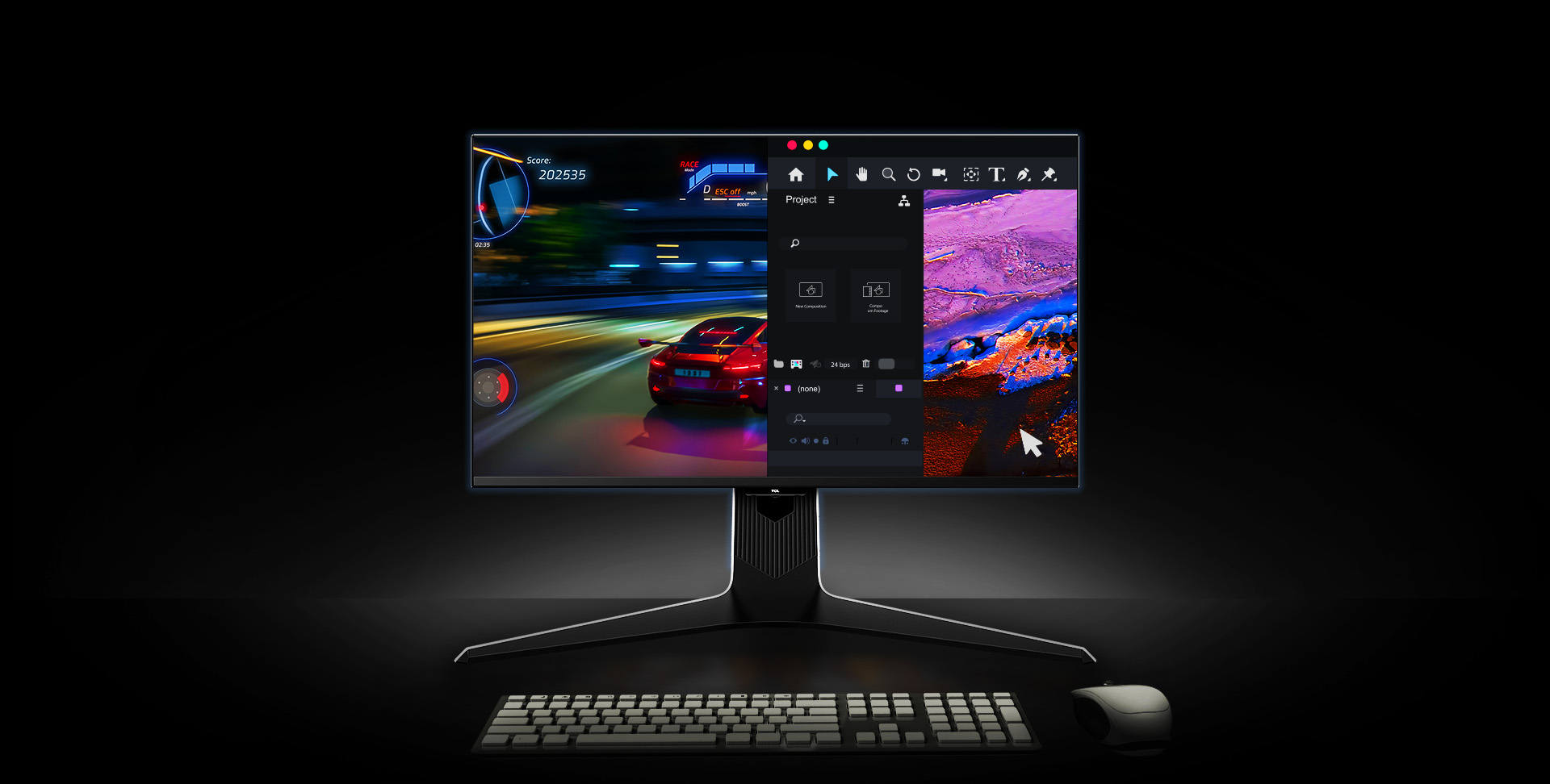 TCL 27R83U Monitor screens from multiple tasks