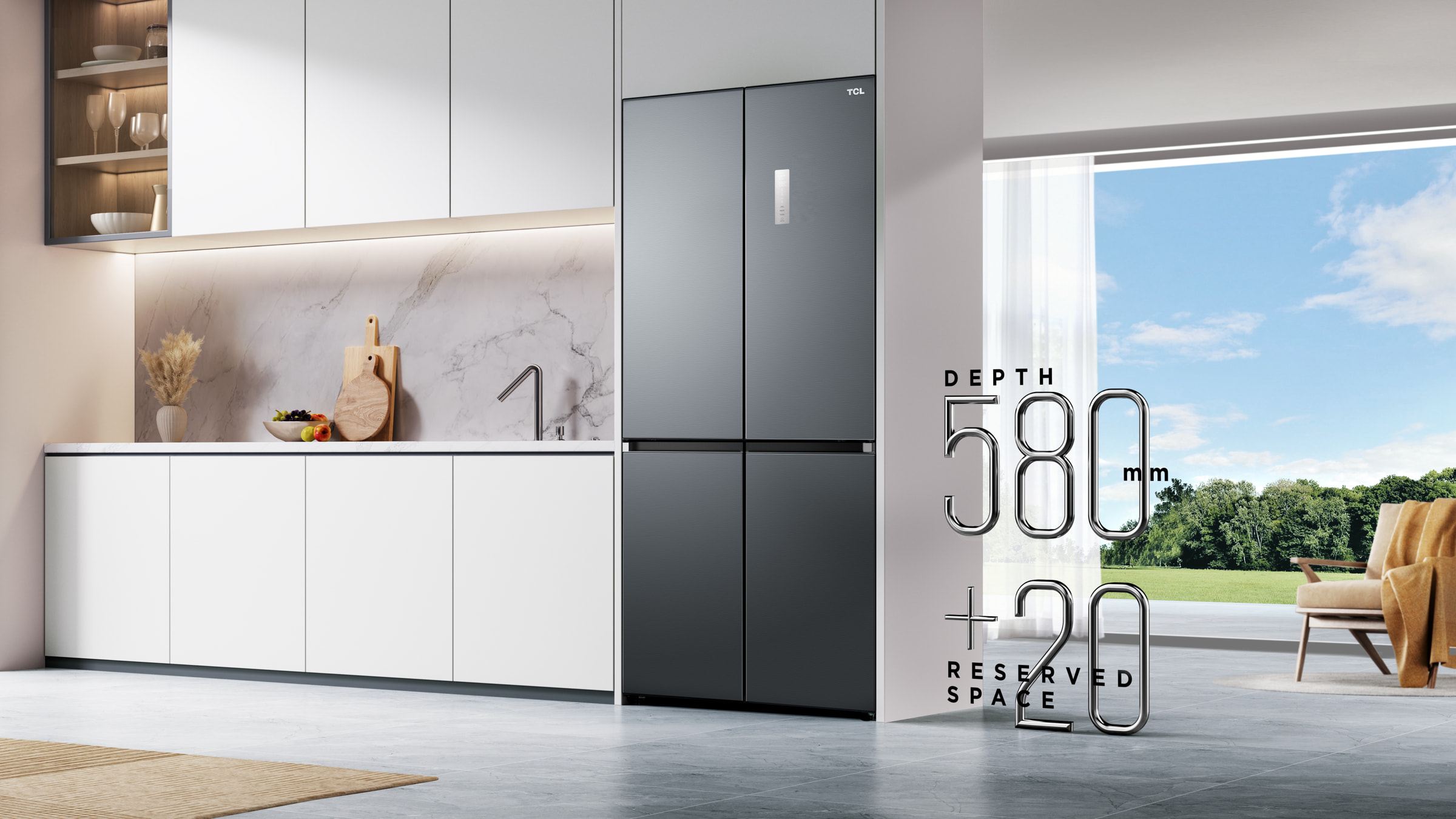 TCL Refrigerator C456CD 580mm Deep