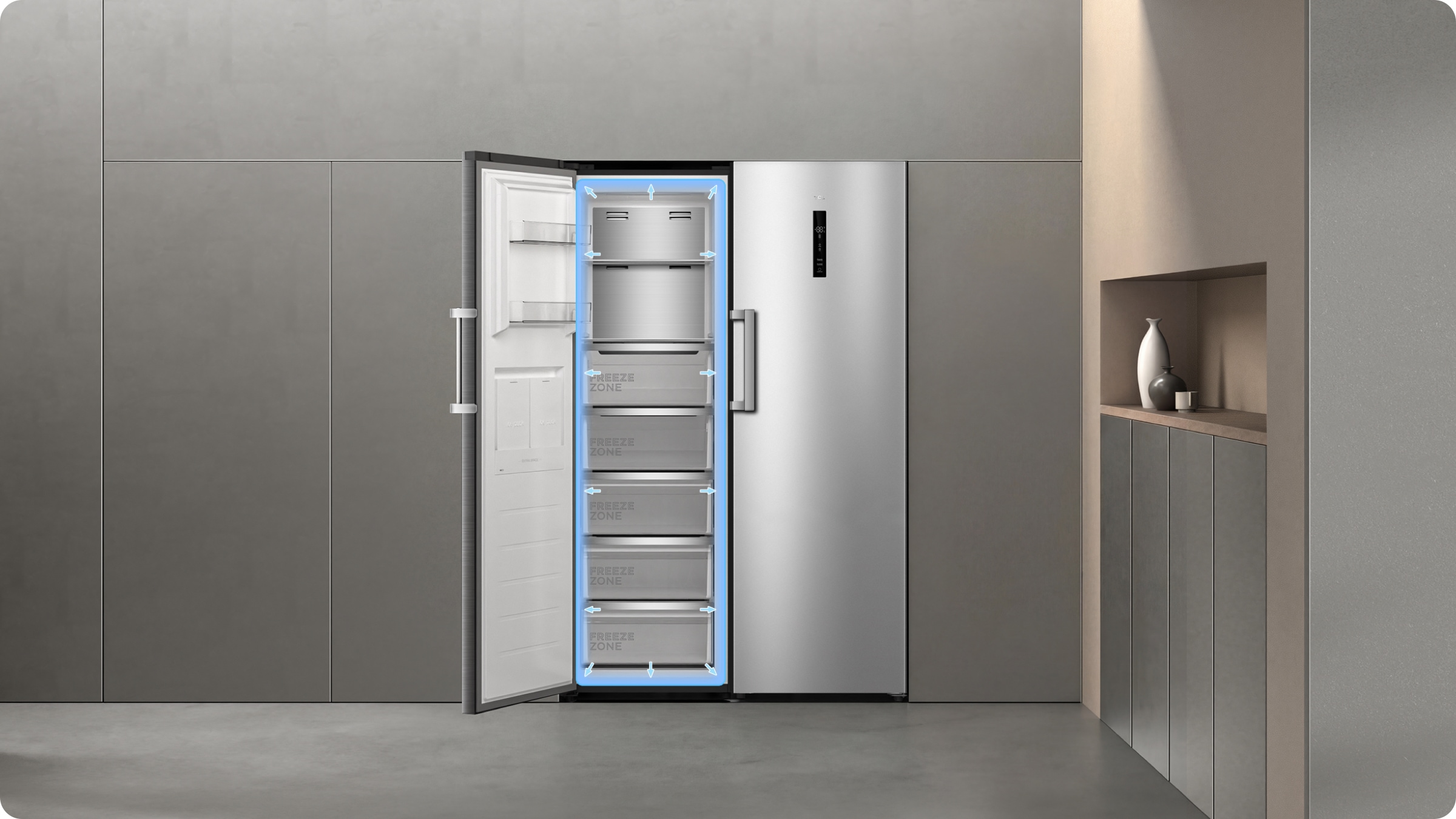 TCL C387BF Refrigerator Foldable and Reversible Glass Shelf