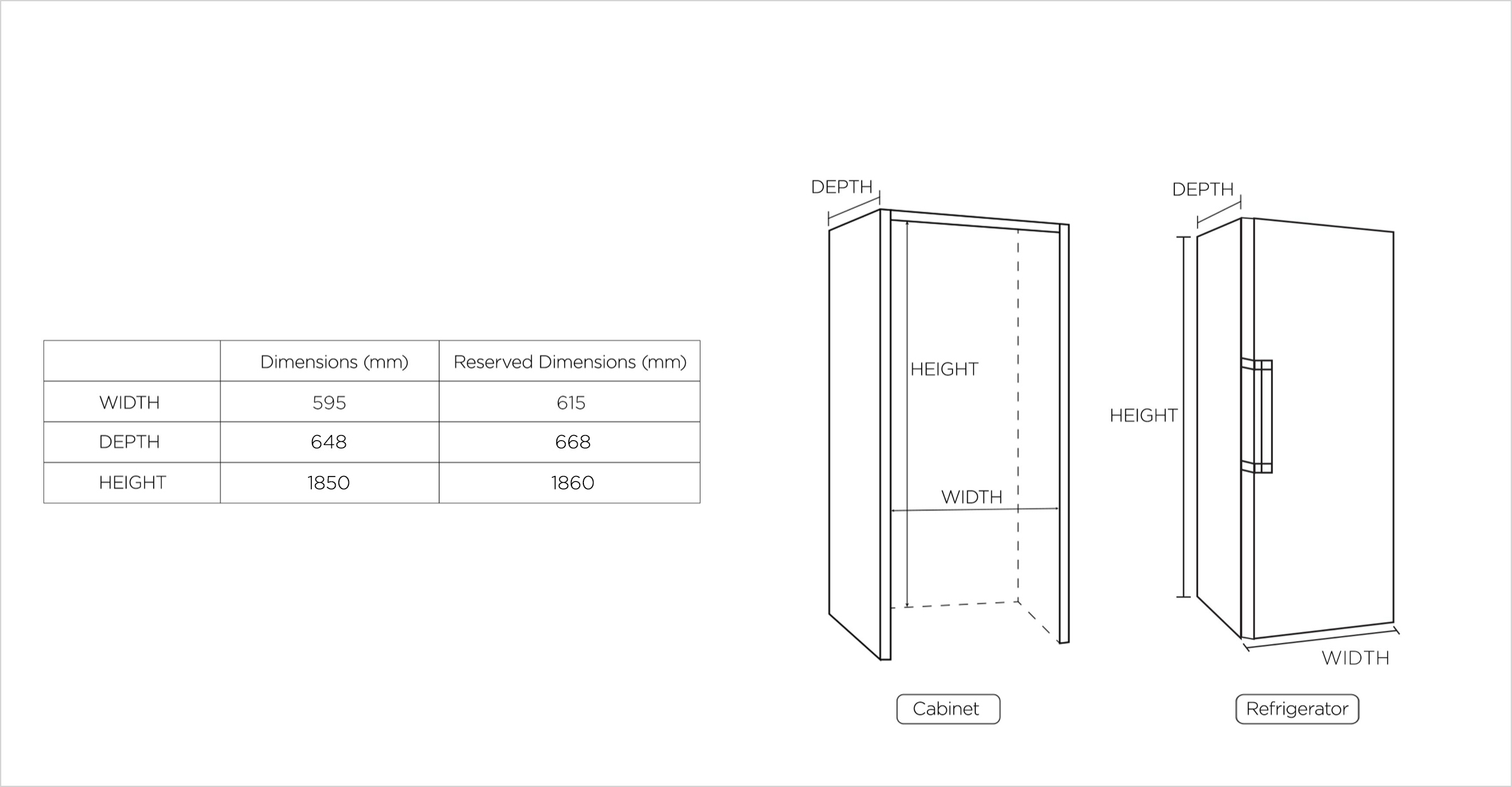 TCL Upright Built-in Fridge P329UF designed for free standing