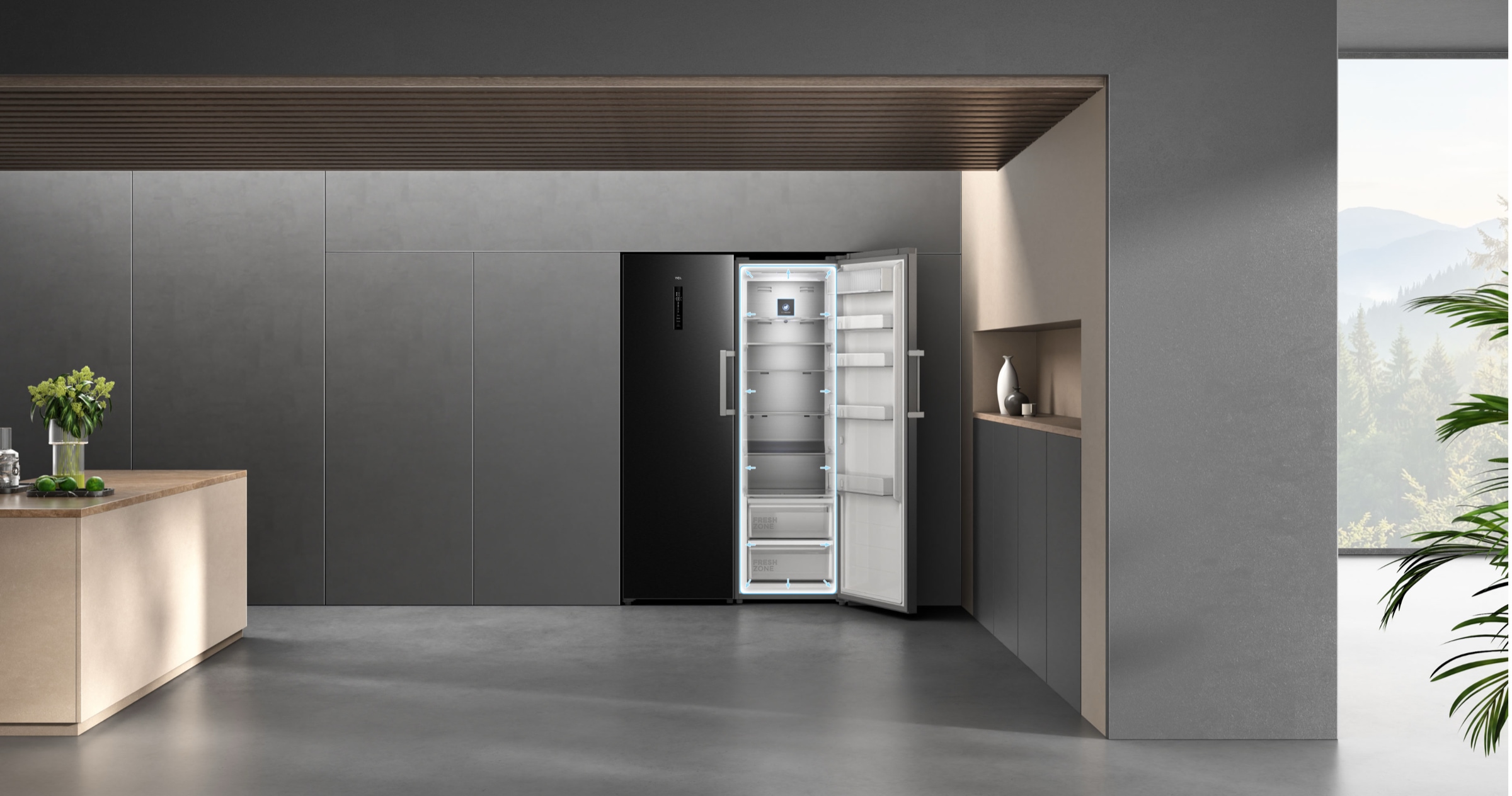 TCL C387BF Refrigerator Foldable and Reversible Glass Shelf