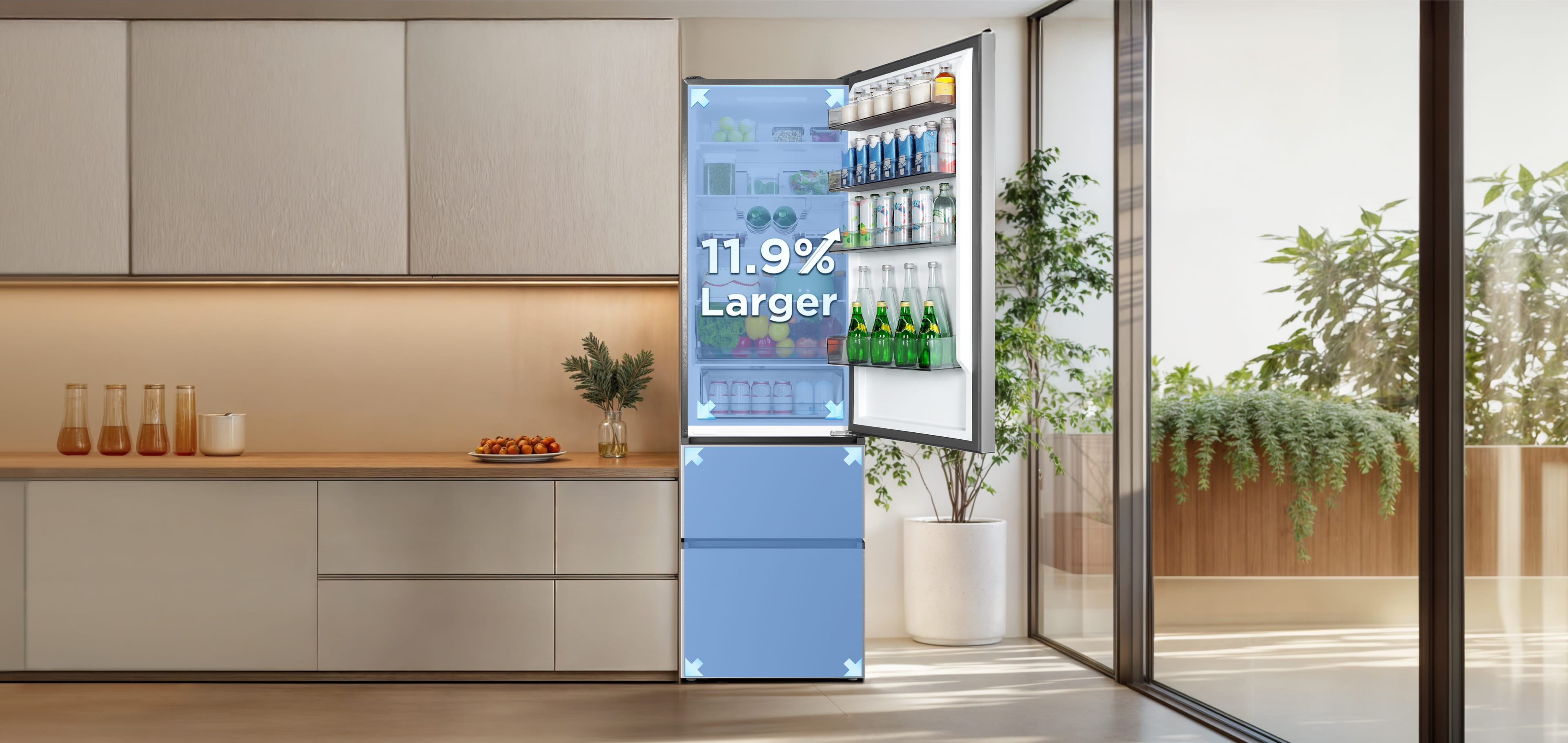 TCL C387BF Refrigerator Foldable and Reversible Glass Shelf