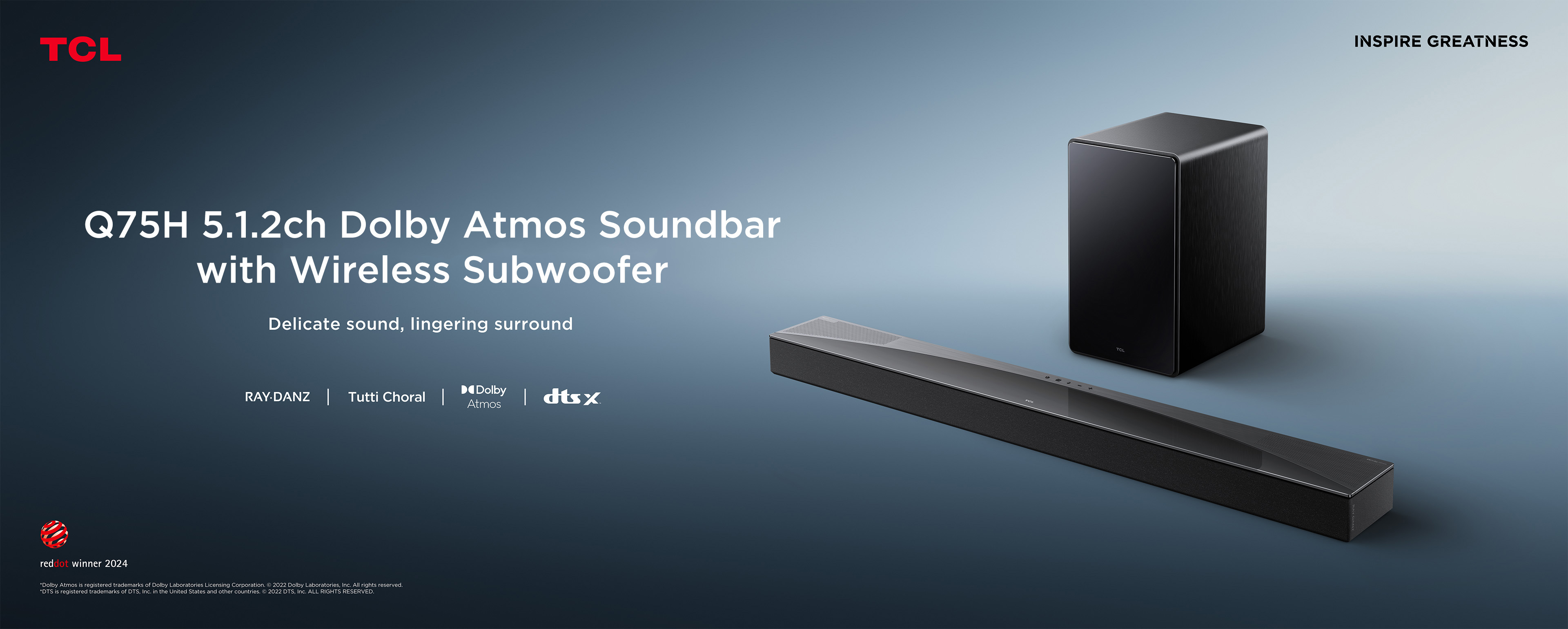 TCL Q75H 5.1.2ch Sub-flagship Home Theater Soundbar