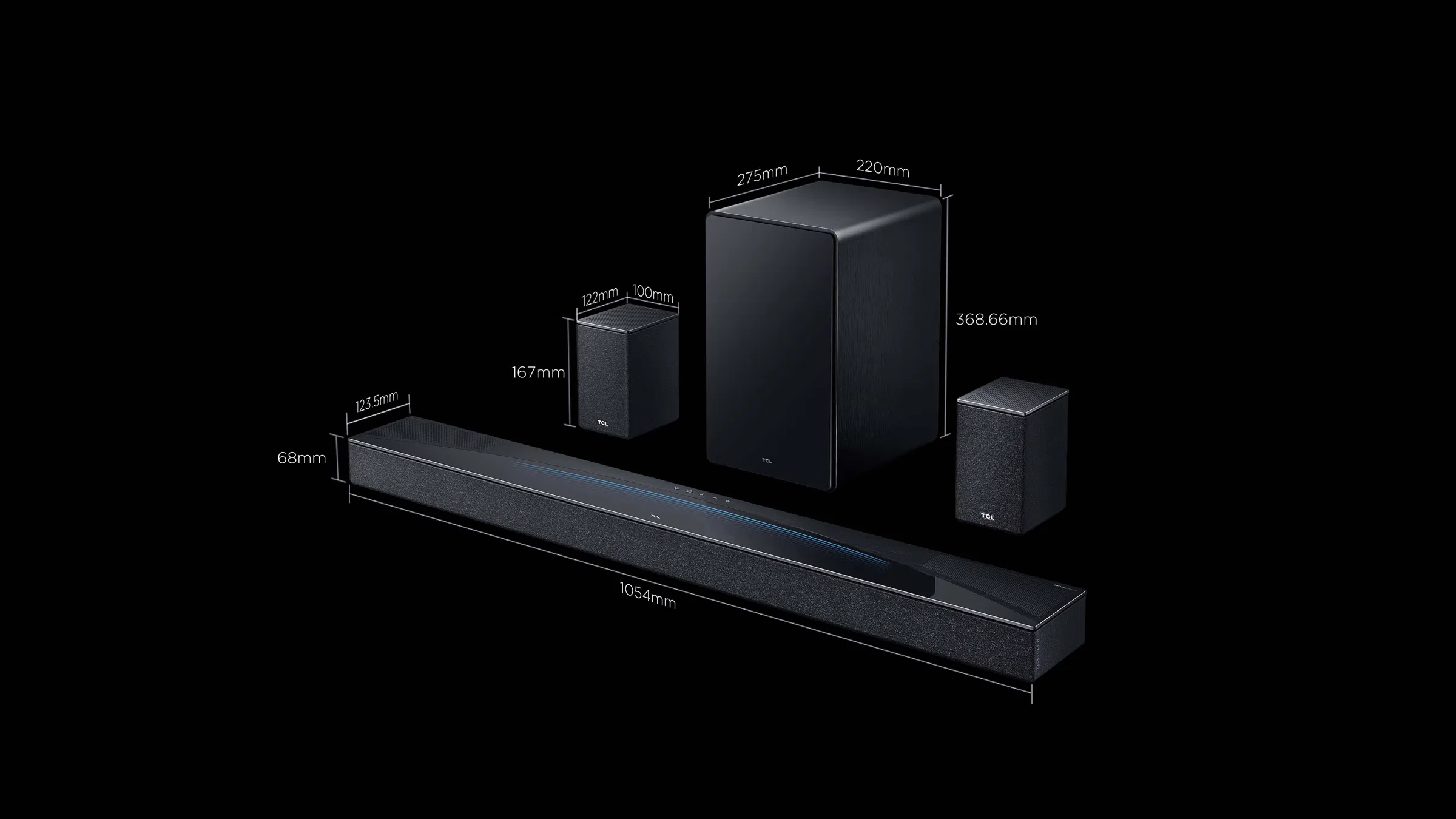 TCL Q85H Soundbar Product size