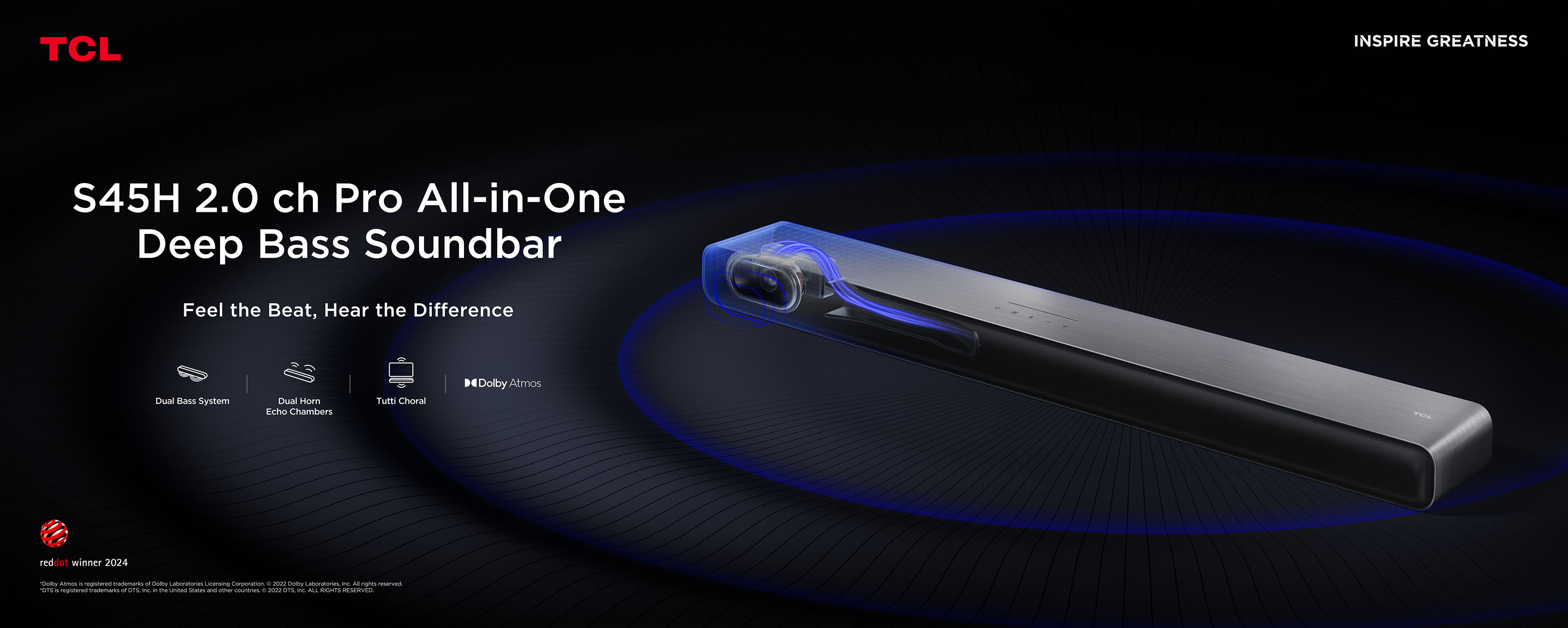 TCL S45H 2.0ch Pro All-in-One Deep Bass Soundbar | TCL Global