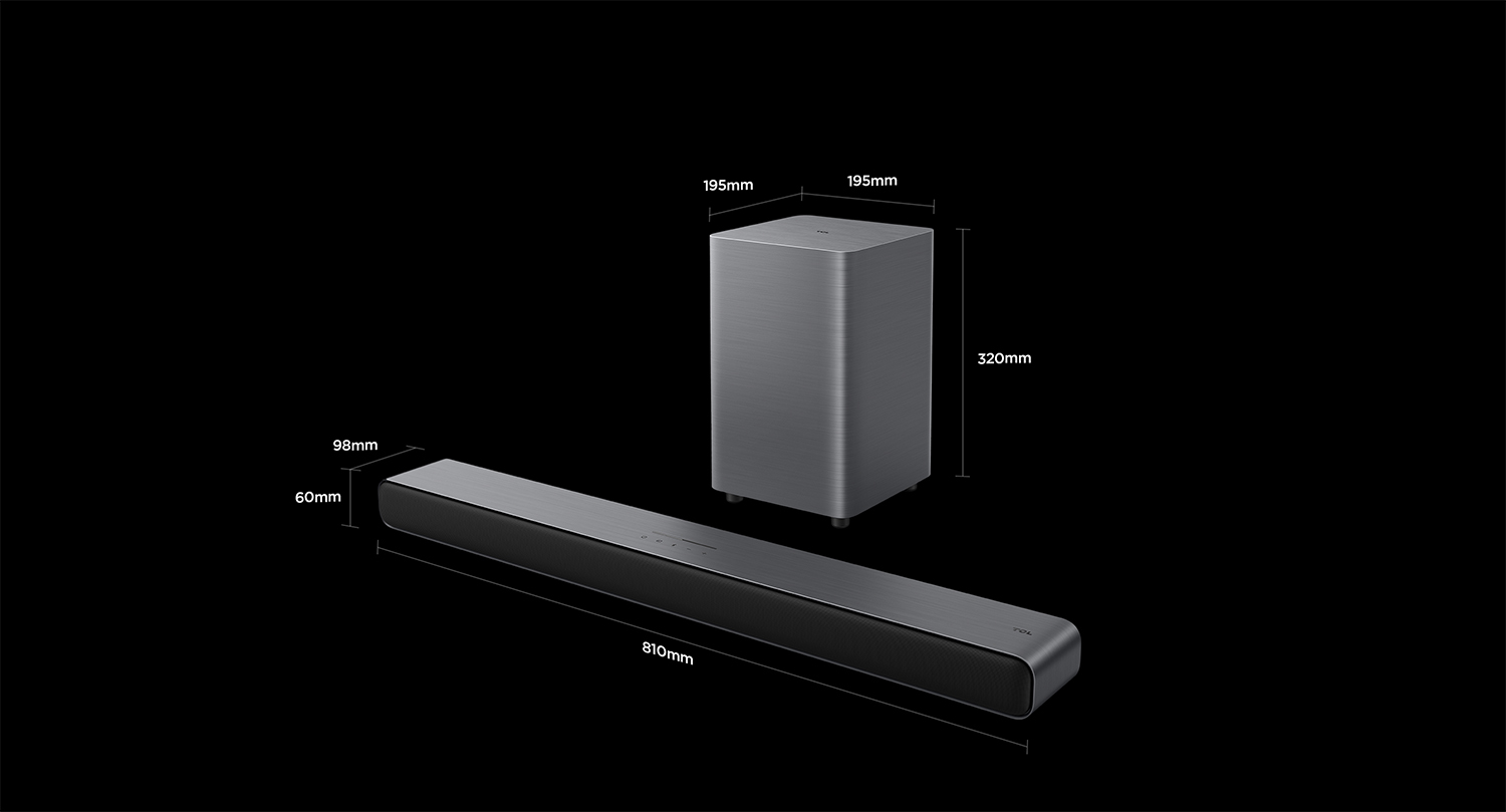 TCL S55H 2.1ch Soundbar Product size