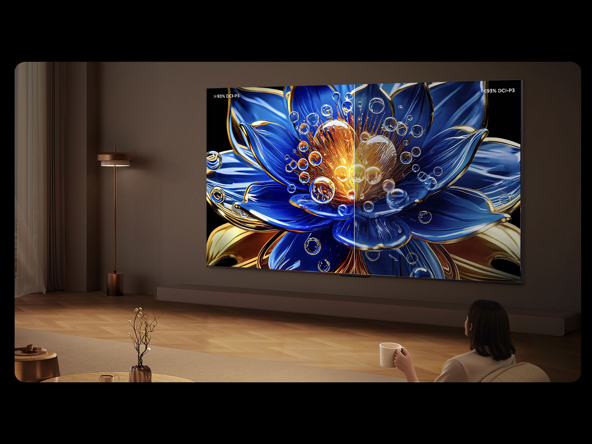 Quantum dot technology renders over a billion colors and delivers up to 93% DCI-P3