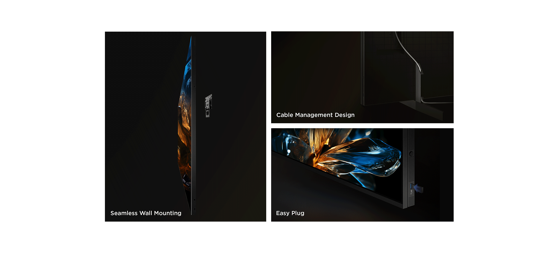 עיצוב דק במיוחד, מותקן על הקיר בצורה חלקה