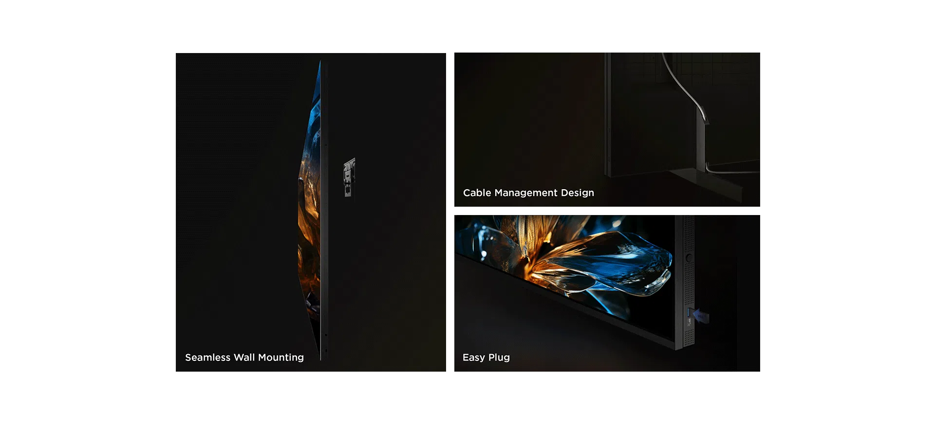 עיצוב דק במיוחד, מותקן על הקיר בצורה חלקה