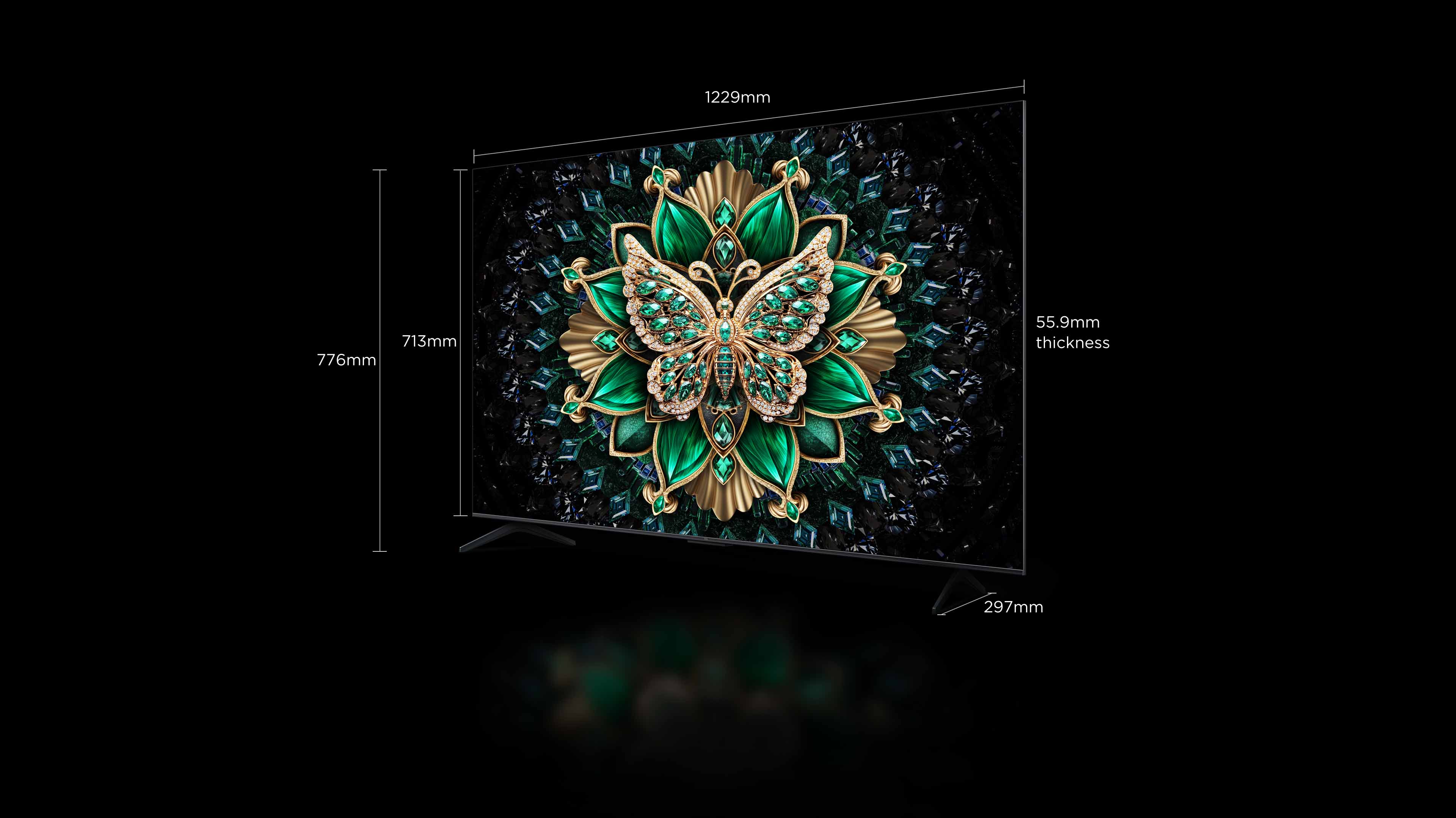 TCL 55 inch C6K TV screen size