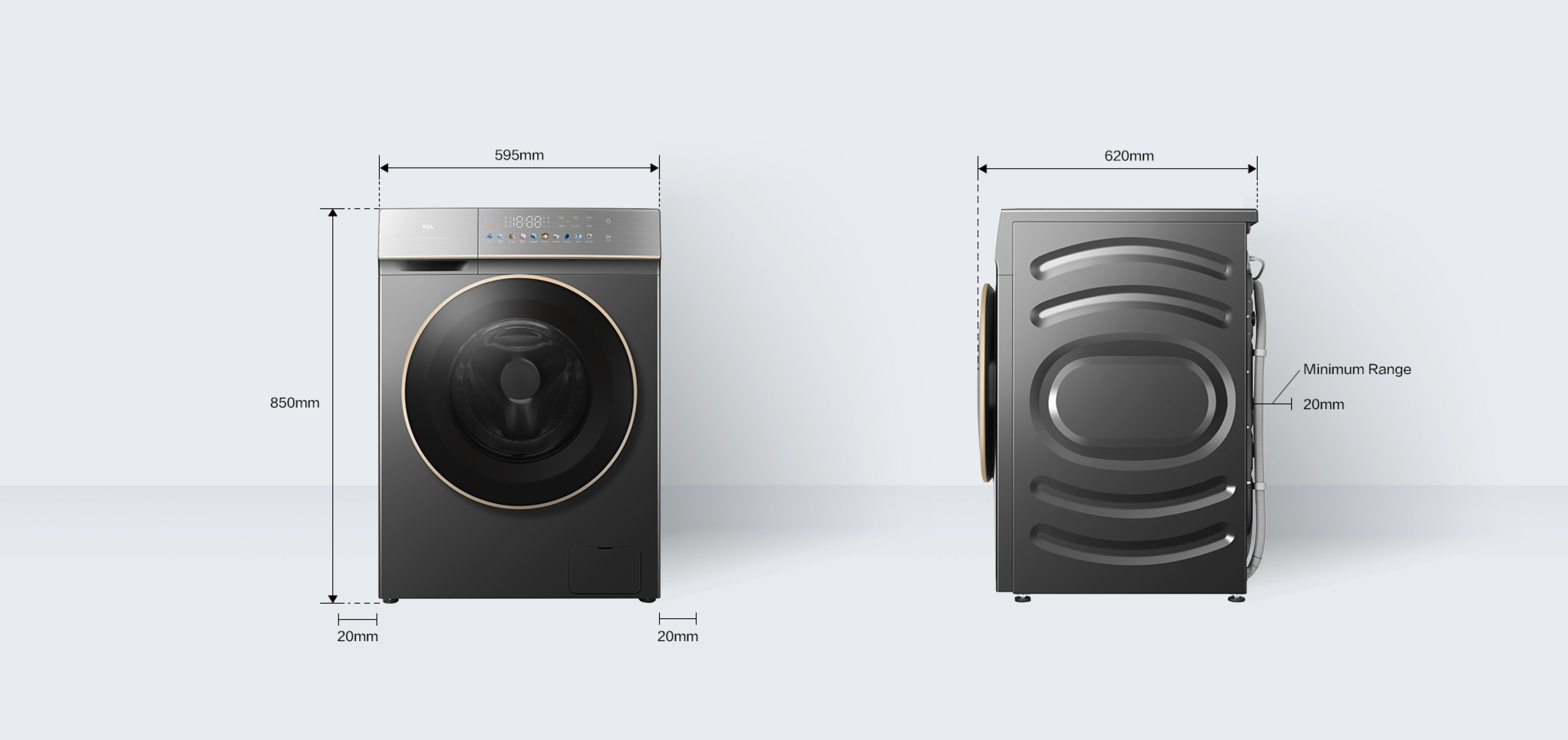 TCL C7110WD-10kg Front Loading Washer and Dryer Dimensions