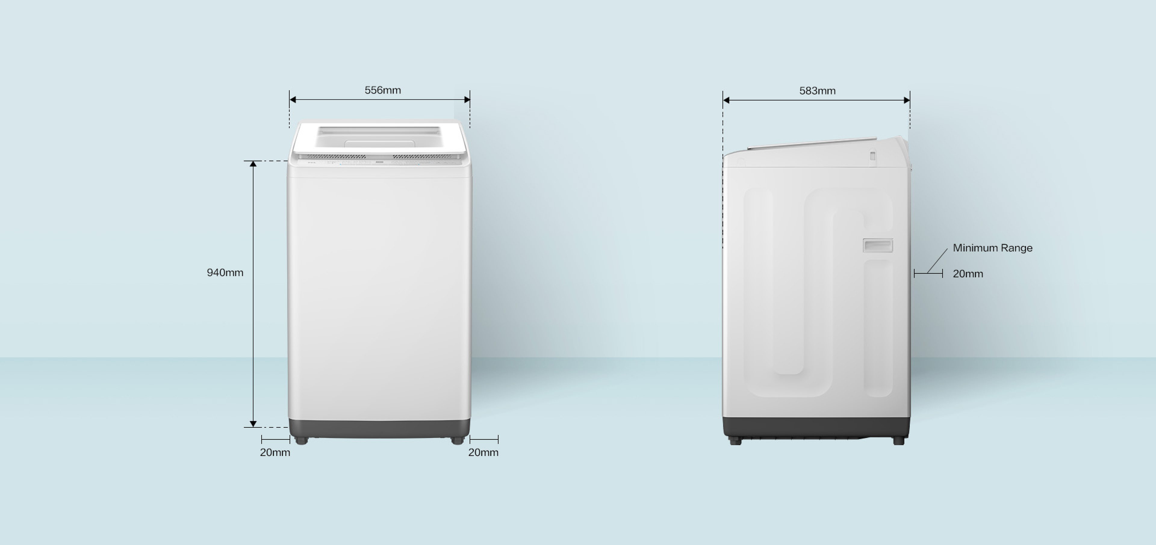 TCL F430 Washer Net Dimension 