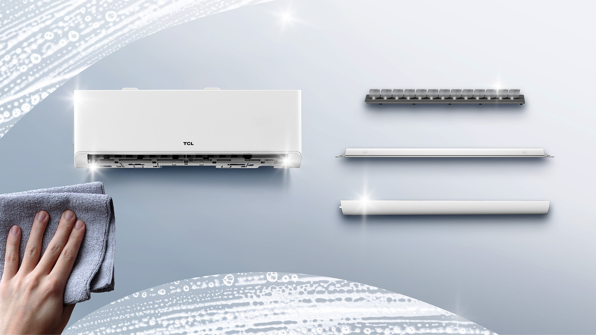 Easy access cleaning thanks to clever design to keep your family safe with TCL Air Conditioners