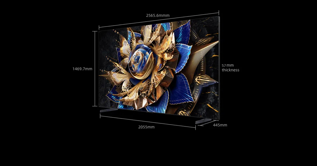 乐竟体育 115 inch X955 Mounted on a TV stand