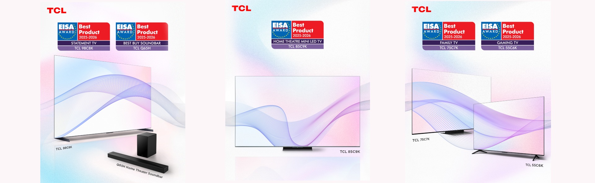 TCL conquista cinco prêmios EISA e redefine excelência em TVs de
