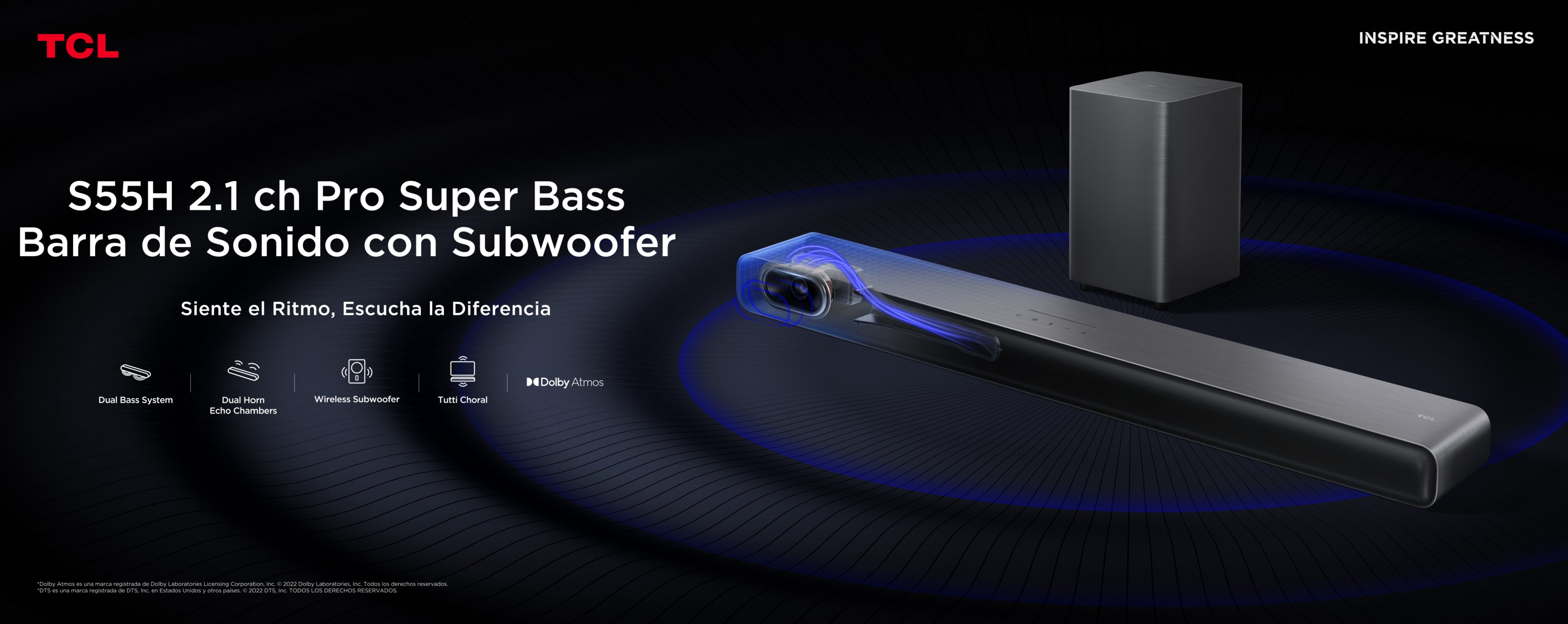 TCL Soundbar S55H 2.1ch Pro Super bass with Subwofer