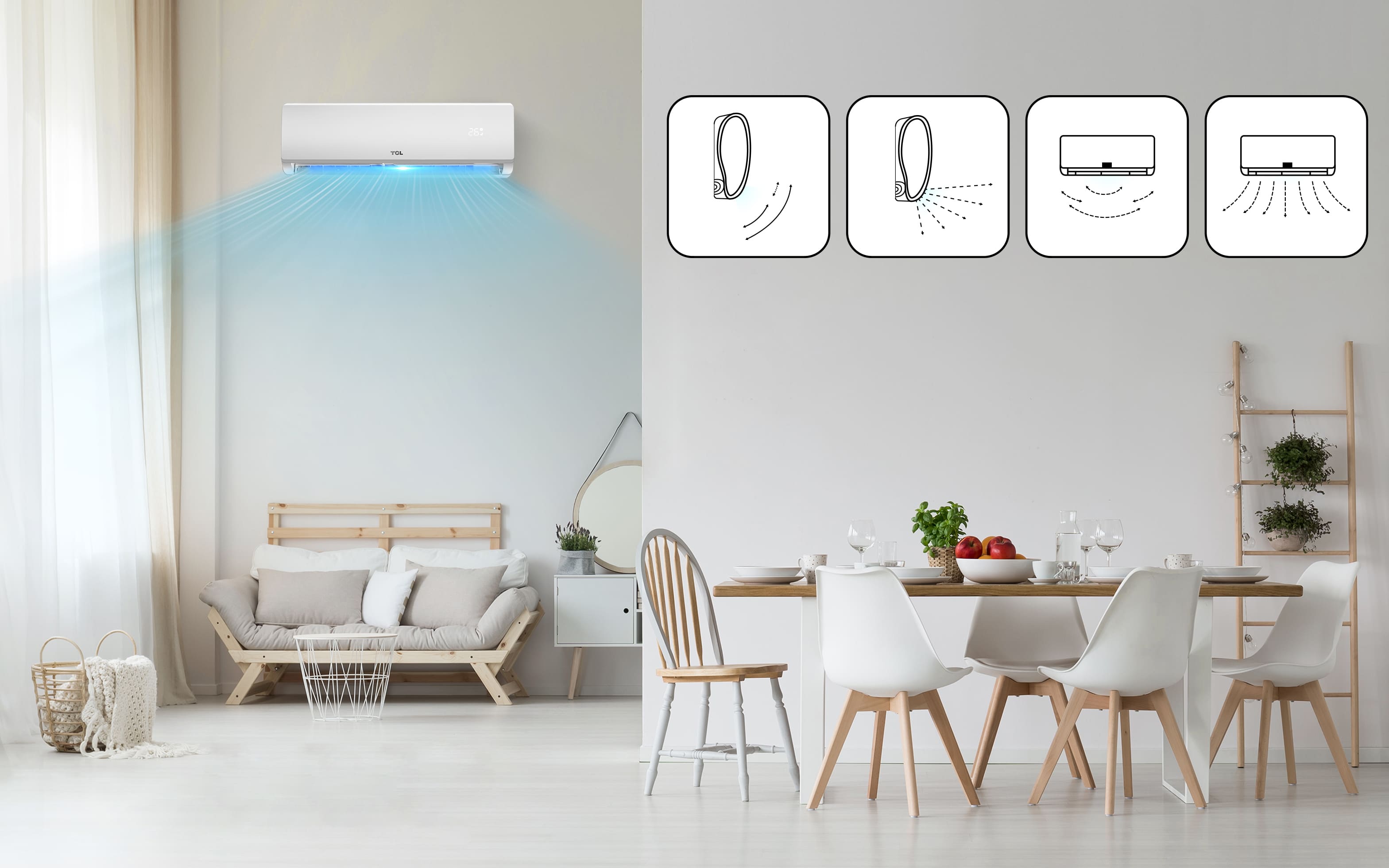 System TCL 4-way airflow zapewnia AC