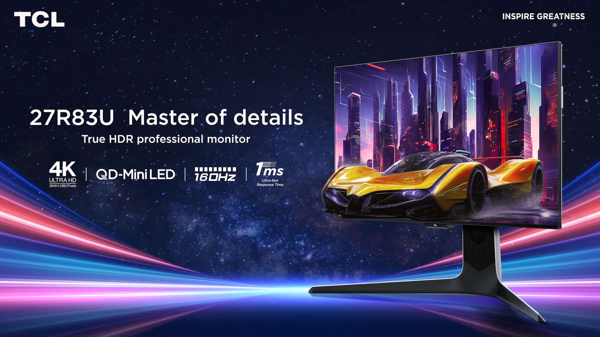 TCL Monitor 27R83U with HDR 1600 4K QLED Monitor | TCL Italy