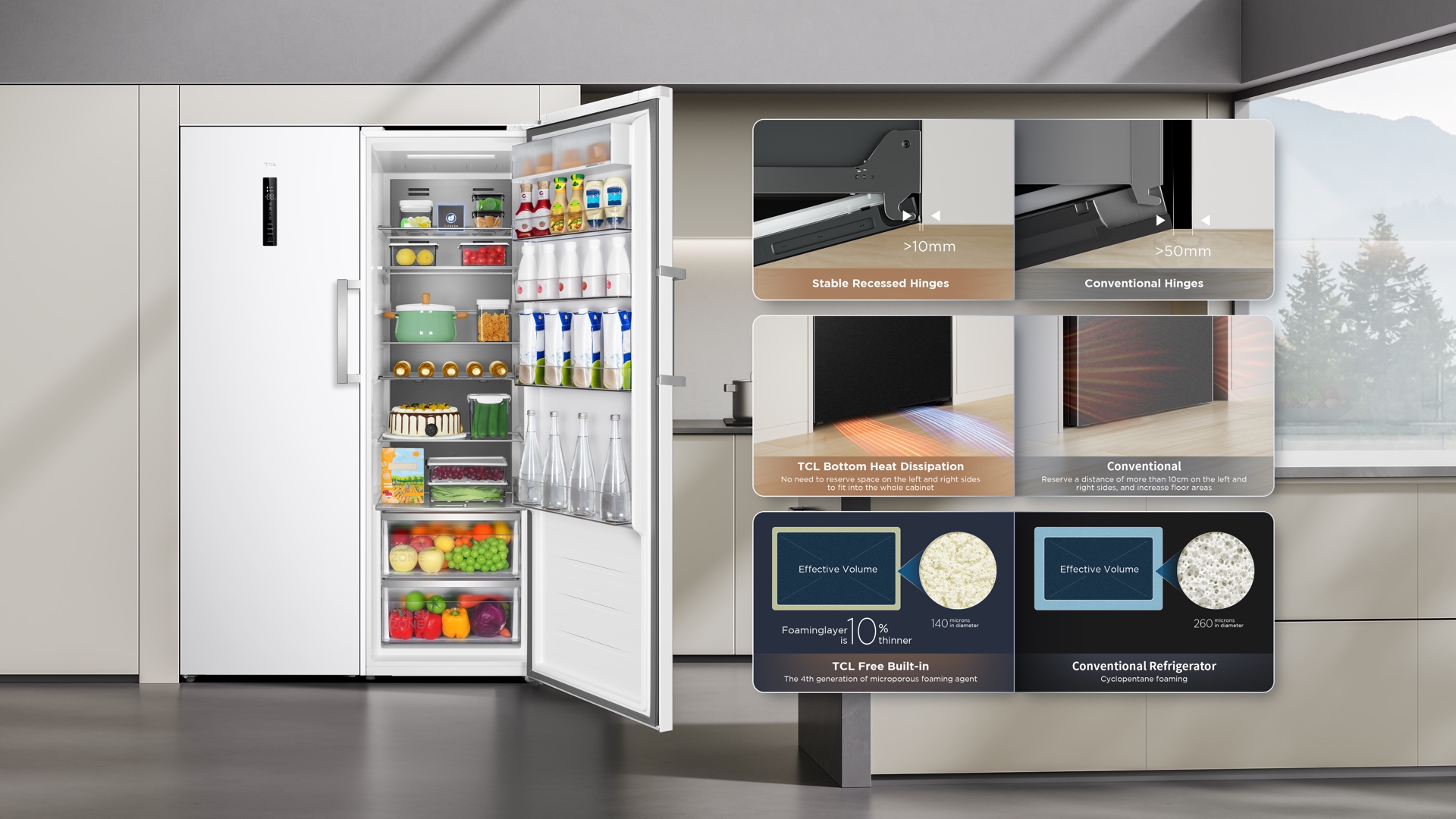 乐竟体育  refrigerator adapts to any kitchen decoration