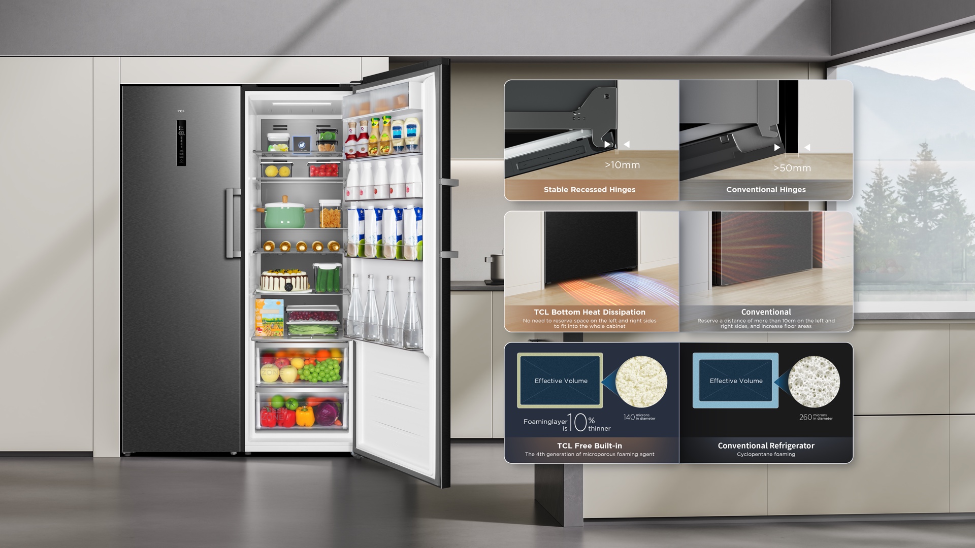 TCL  refrigerator adapts to any kitchen decoration