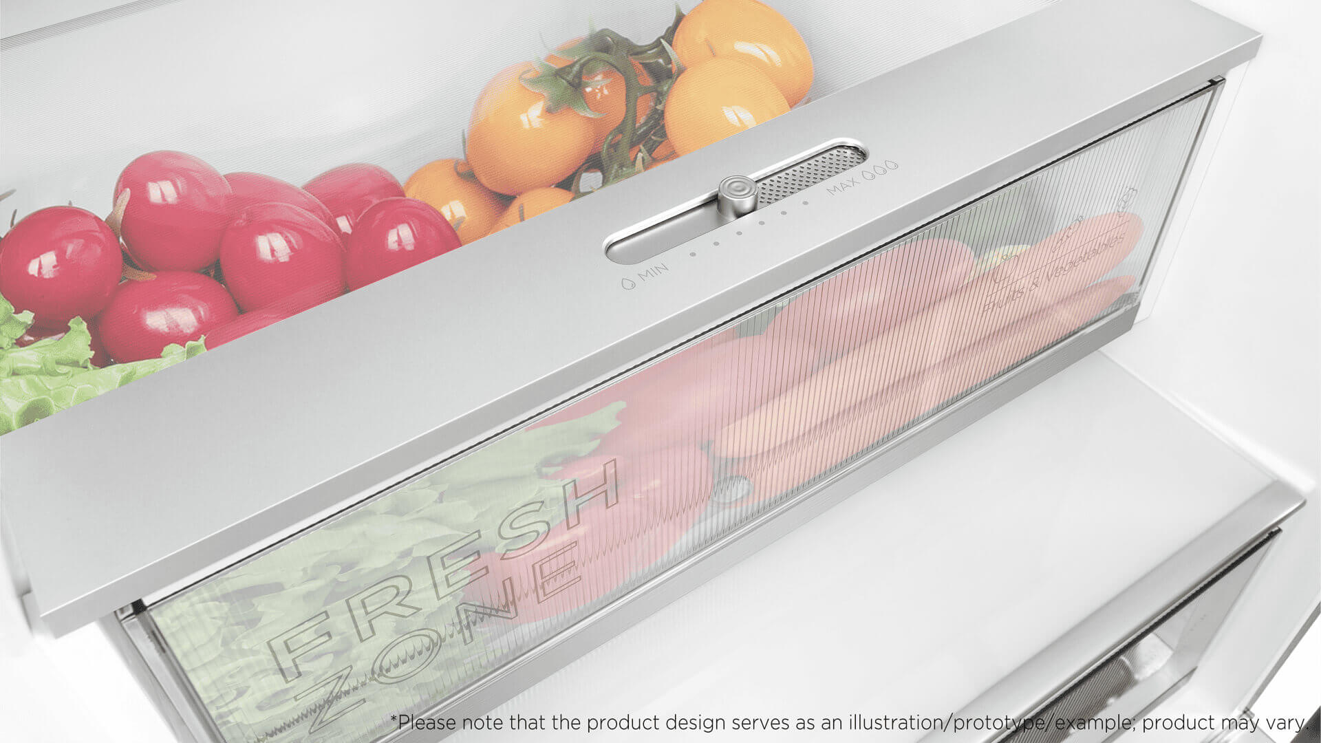 Spacious drawer for vegetable and fruit