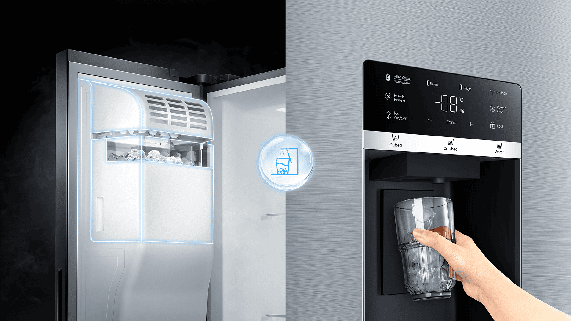 TCL RC591SXE1 fridge with Energy-saving holiday mode