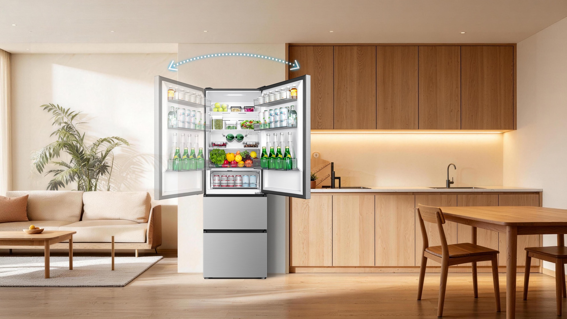 TCL fridge can flexibly installation fits all kinds of spaces