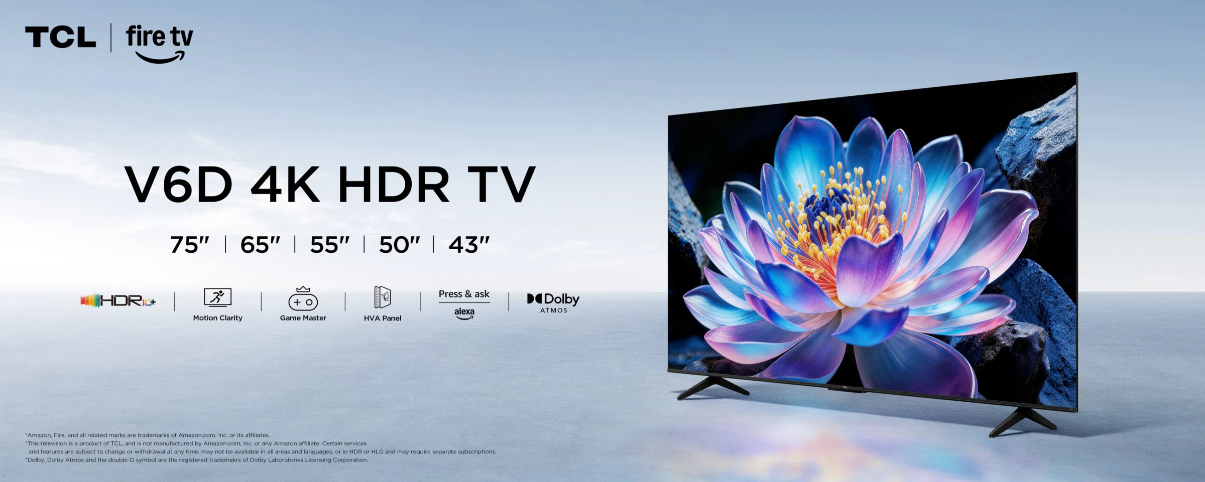 טלוויזיה חכמה V6D 4K HDR TV מבית TCL