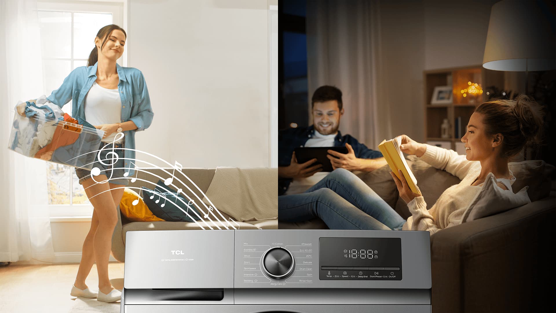 TCL FF1124SA0 washing machine with silent button