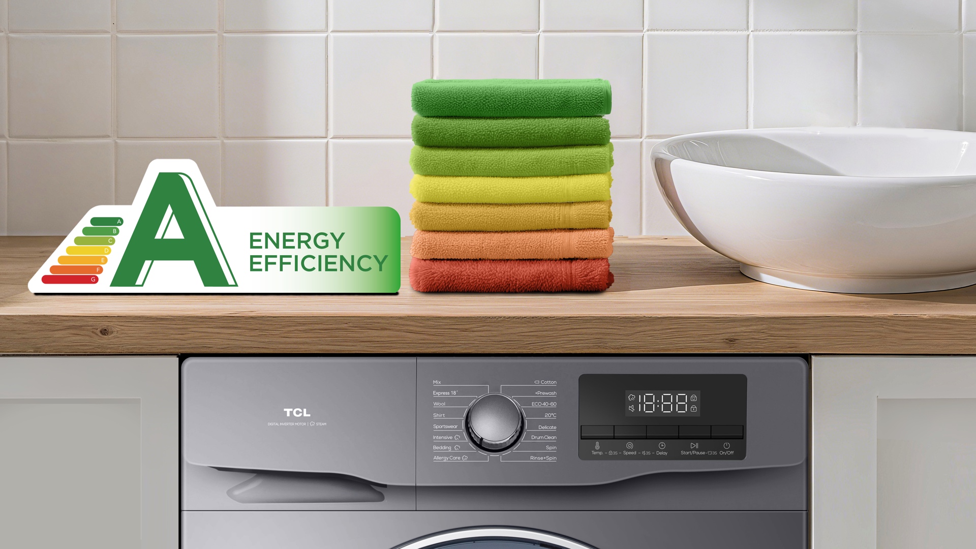 TCL washing machine with A energy saving