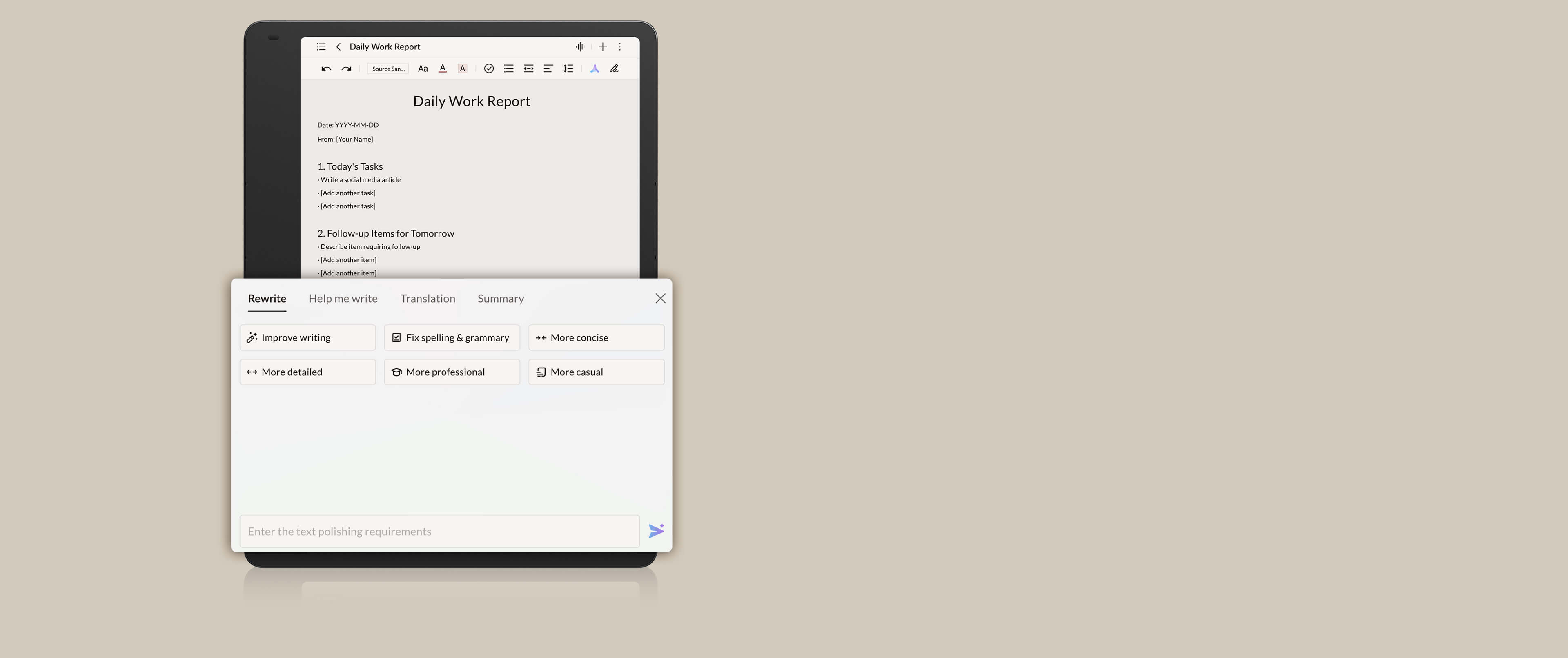 Note A1 NXTPAPER AI Rewrite &Translation & Summary