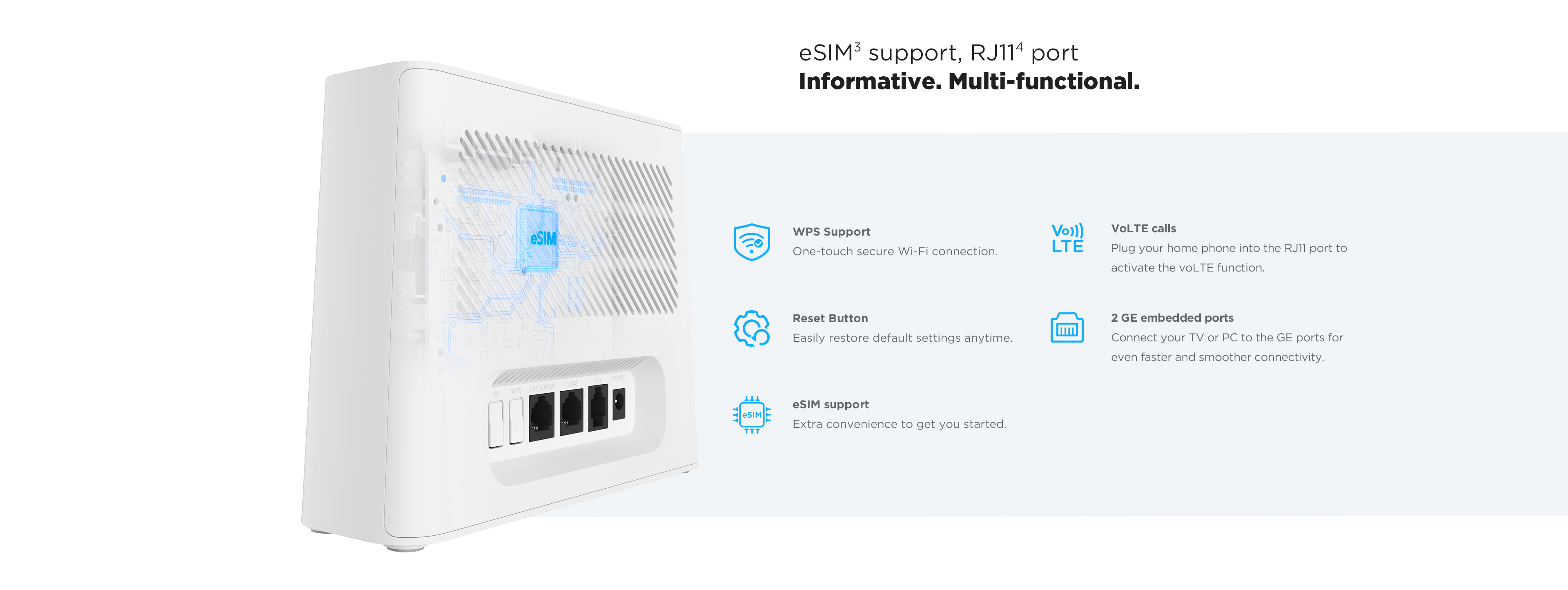 TCL LINKHUB HH515L router eSiMs Support