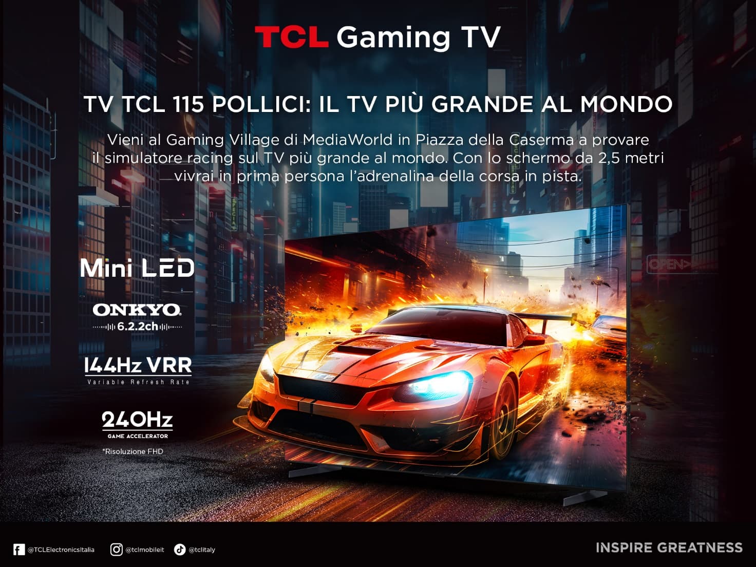 TCL protagonista al Gaming Village MediaWorld per un'esperienza gaming inedita a Lucca Comics & Games