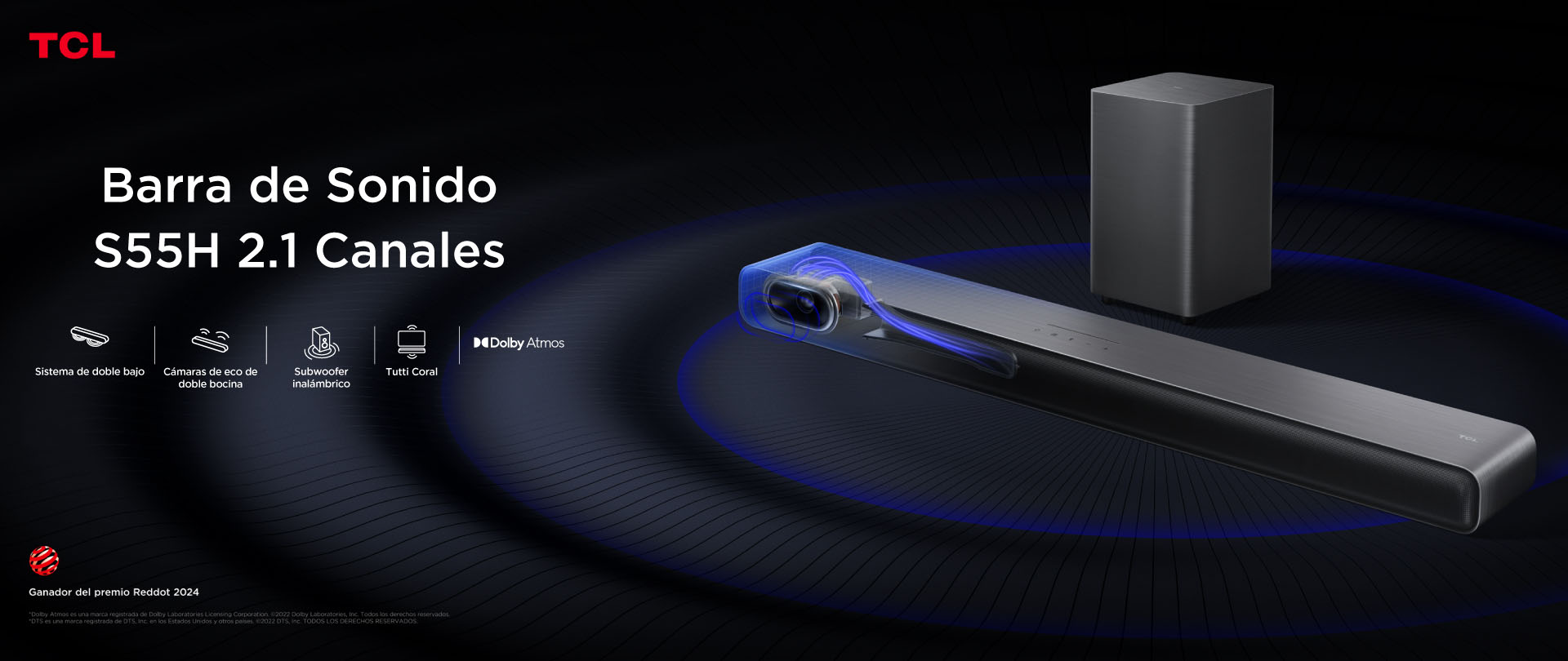 TCL Soundbar S55H 2.1ch Pro Super bass with Subwofer