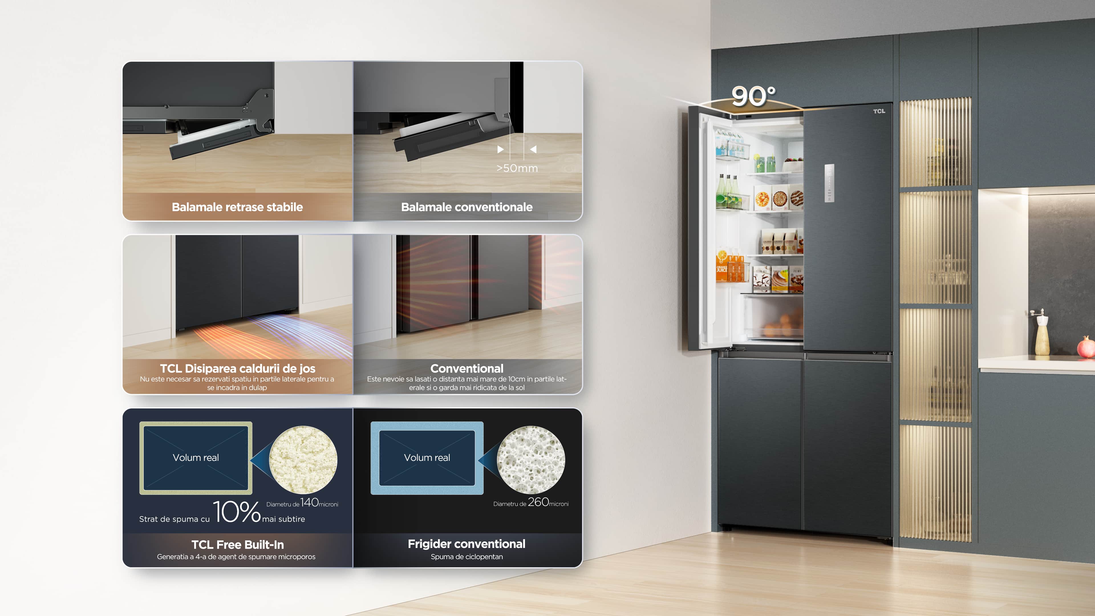 TCL RC521CXE0 Refrigerator Easy Take-out Against the Wall