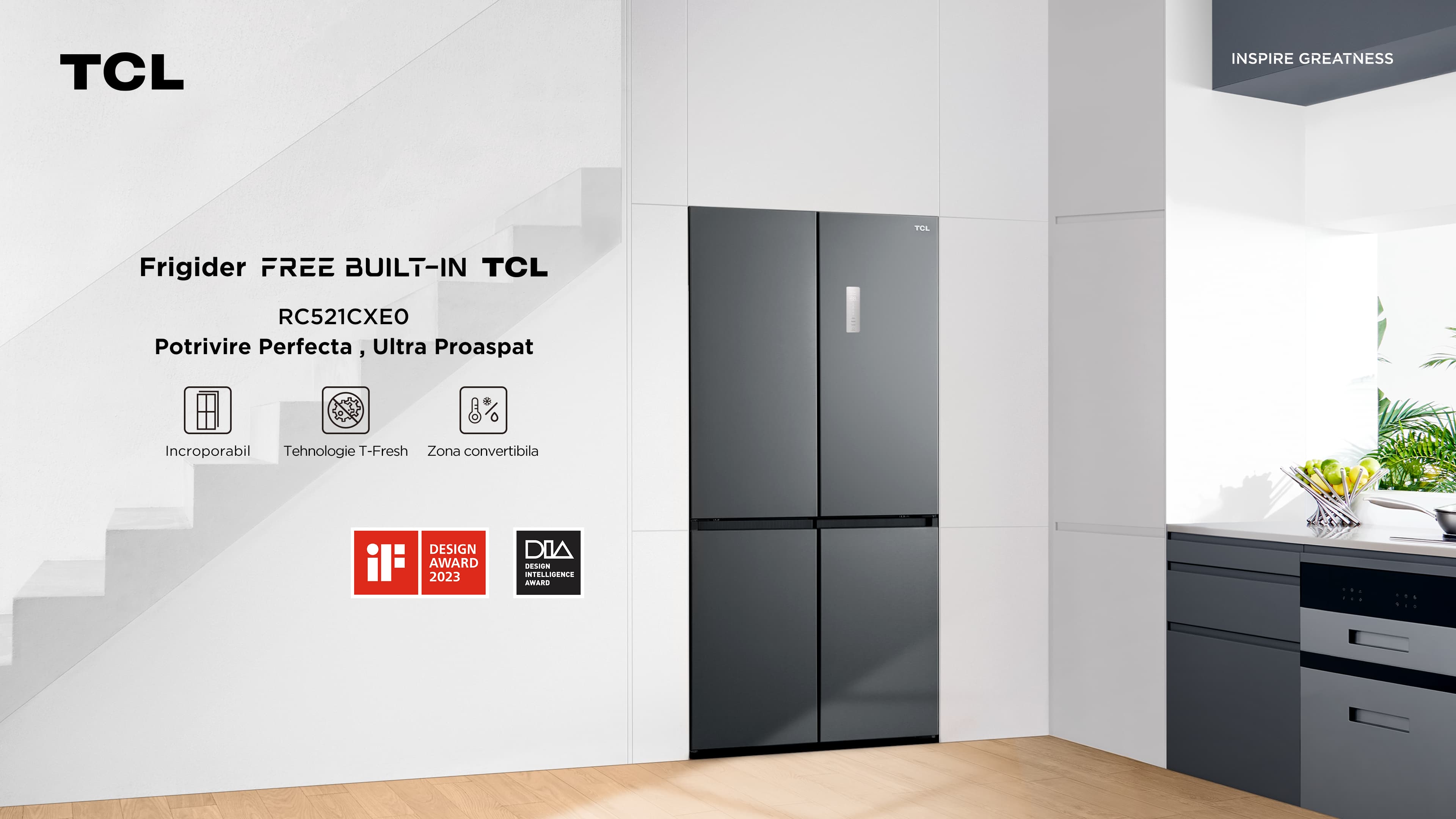 Side by Side TCL RC521CXE0 Seria Free Built-In - TCL România