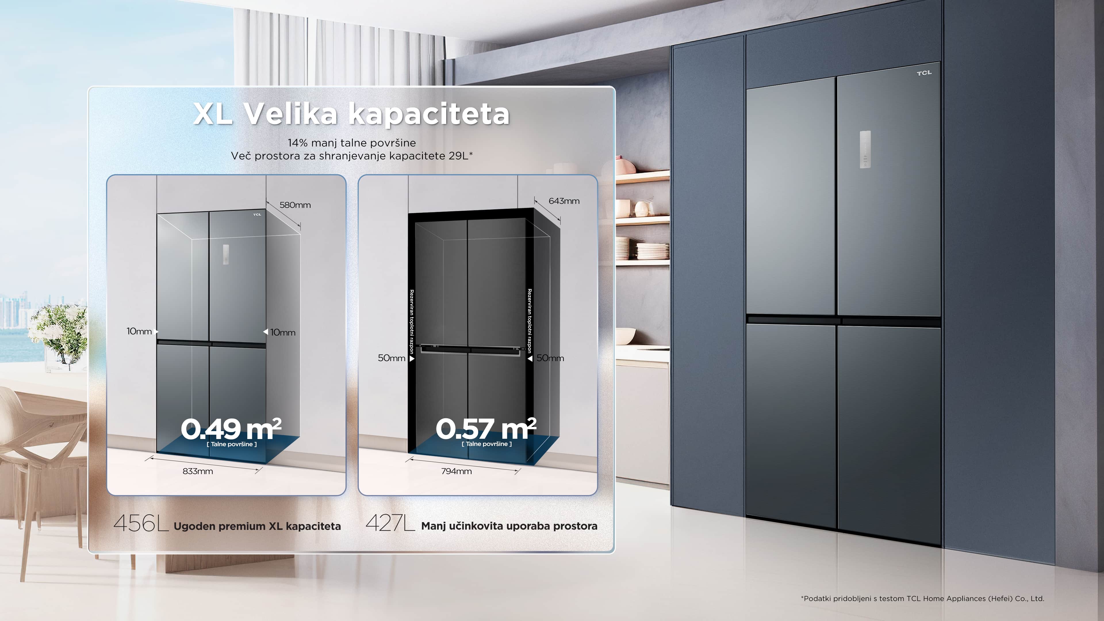 TCL rc456xe0 refrigerator is with a bigger space